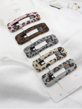 Leopard Print Hair Clips (5pcs)